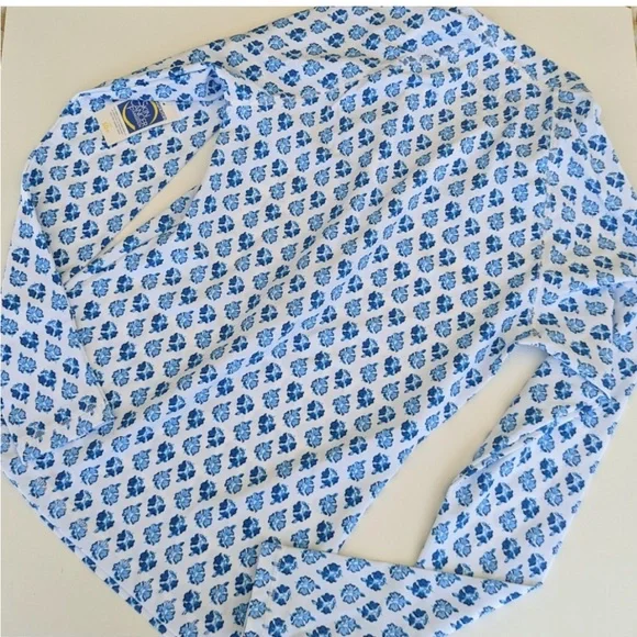 NWT! J. Crew Blue and White Pretty Blockprint rashguard - Picture 8 of 10